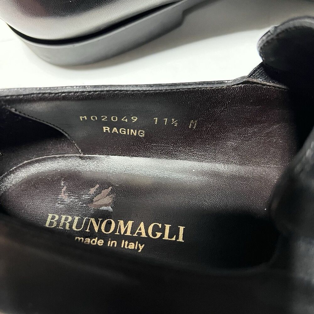 Bruno Magli Mens Leather Raging Slip On Loafers Size 11.5 Black - Picture 3 of 6